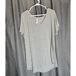 LuLaRoe Ribbed‎ V-Neck Tunic Top Flowy Comfy Everyday Tee 2XL